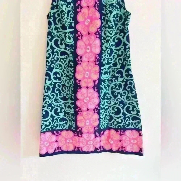 Lilly Pulitzer Delia Fountain Hopping Pink Blue Shift Dress - Picture 3 of 9